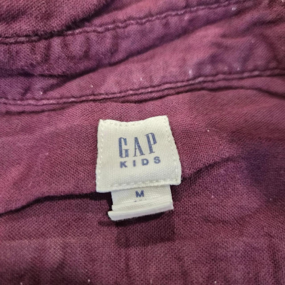 GAP Kids Boys Burgundy Purple Roll Up Convertible Long Sleeve Button Shirt M - Picture 3 of 3
